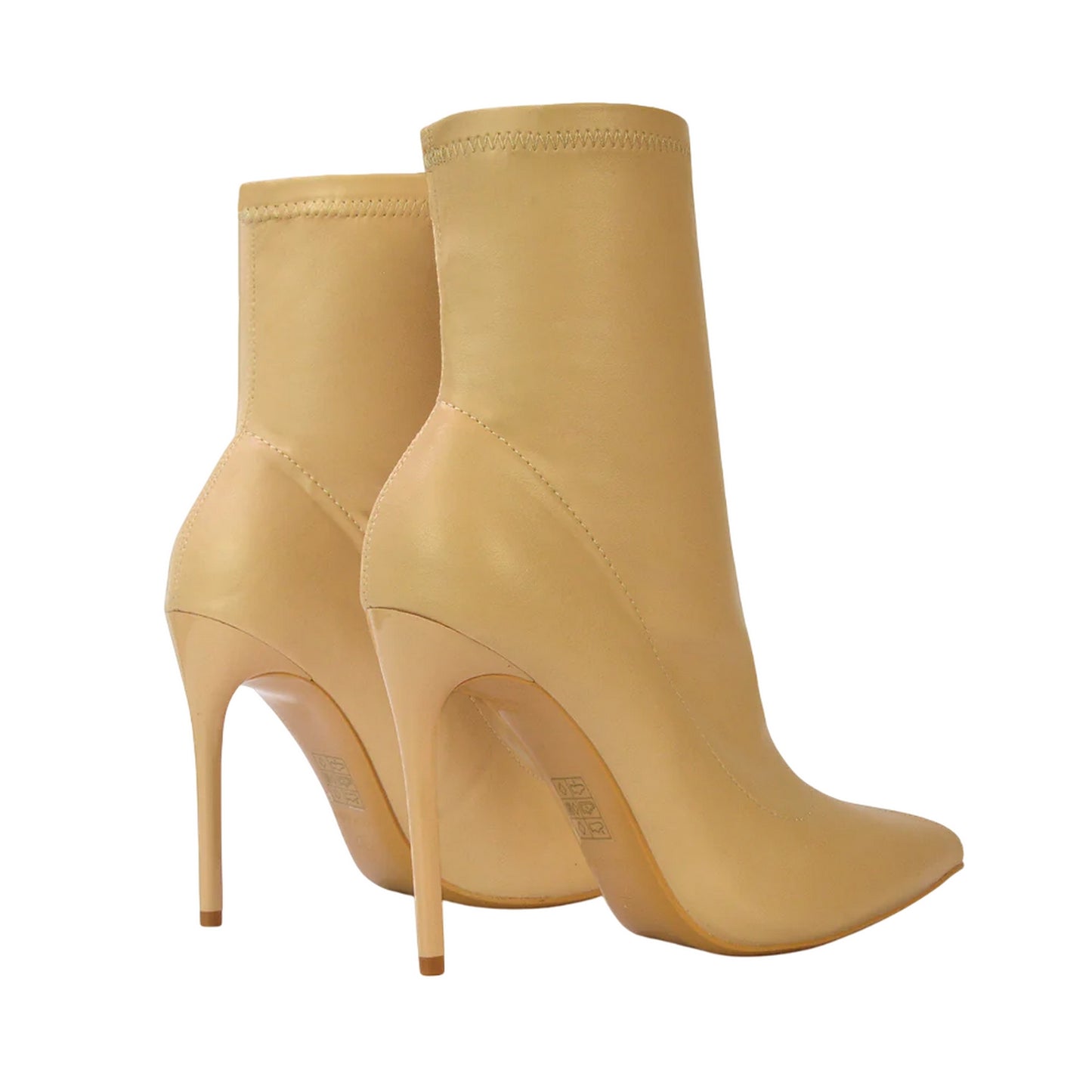 Nude - Back - XY London Womens-Ladies Felix Stretch Pointed Stiletto Heel Ankle Boots