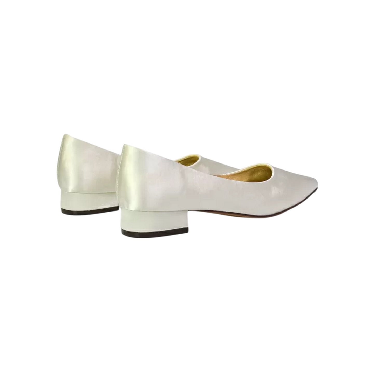 Ivory - Back - XY London Womens-Ladies Karen Pointed Bridal Low Heel Pumps