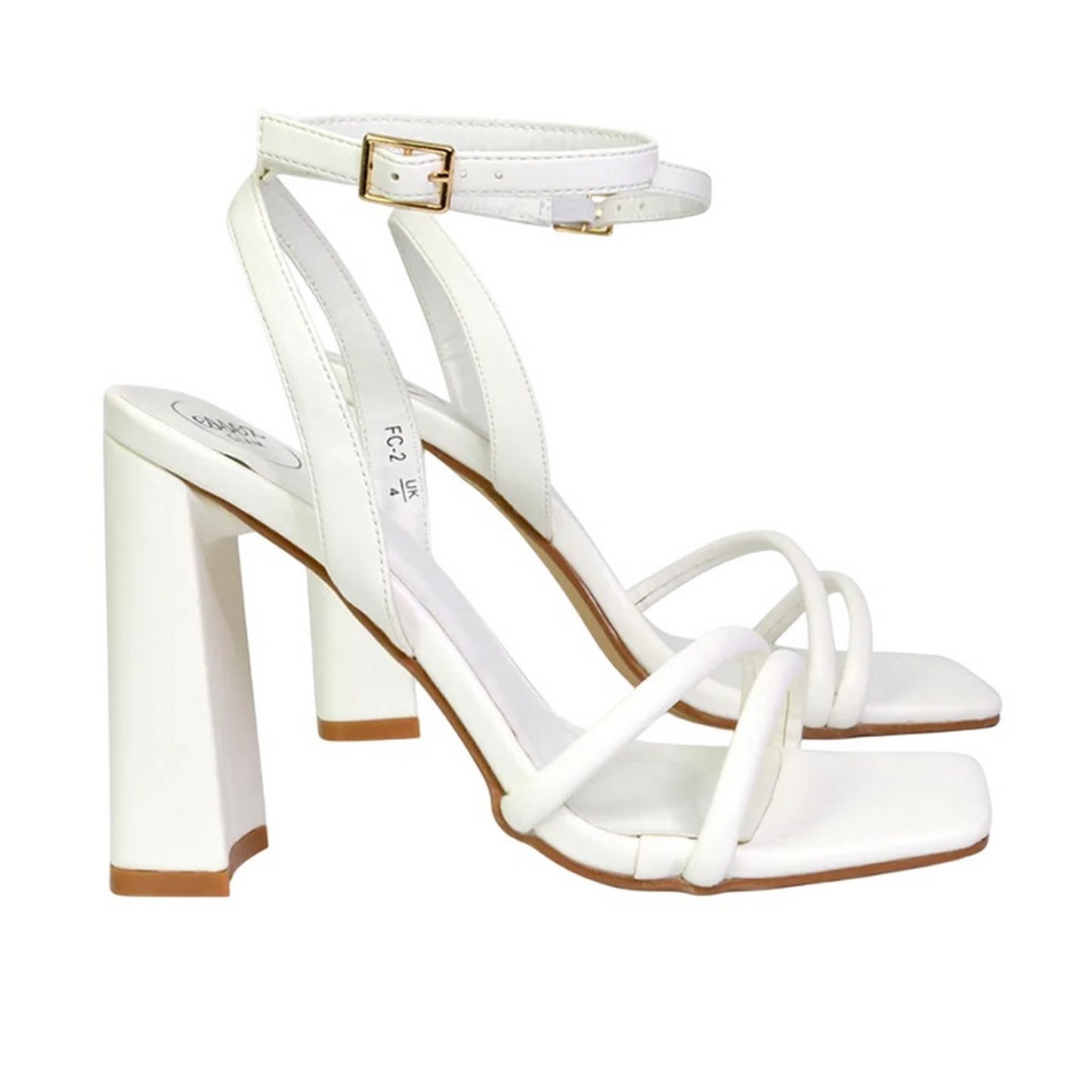 White - Lifestyle - XY London Womens-Ladies Sorbet High Block Heel Sandals