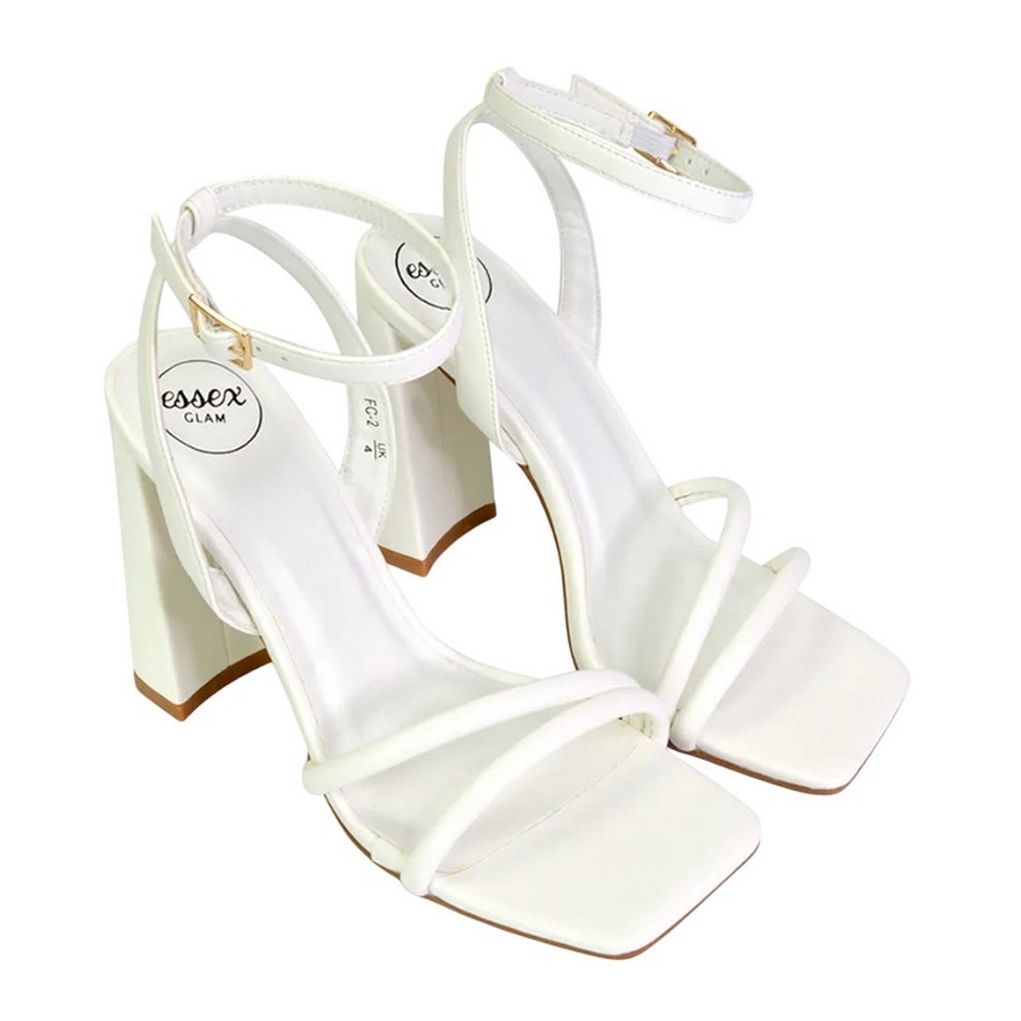 White - Front - XY London Womens-Ladies Sorbet High Block Heel Sandals