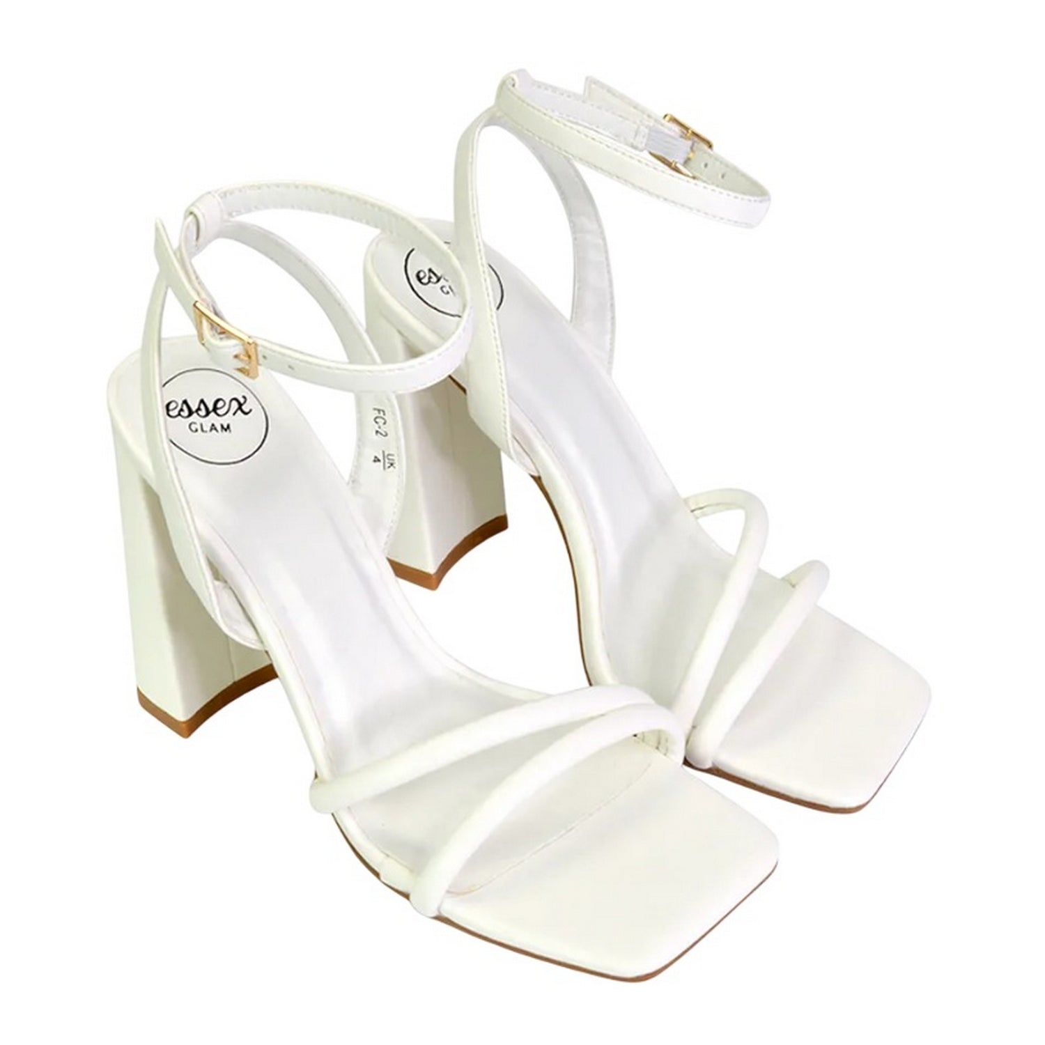 White - Front - XY London Womens-Ladies Sorbet High Block Heel Sandals