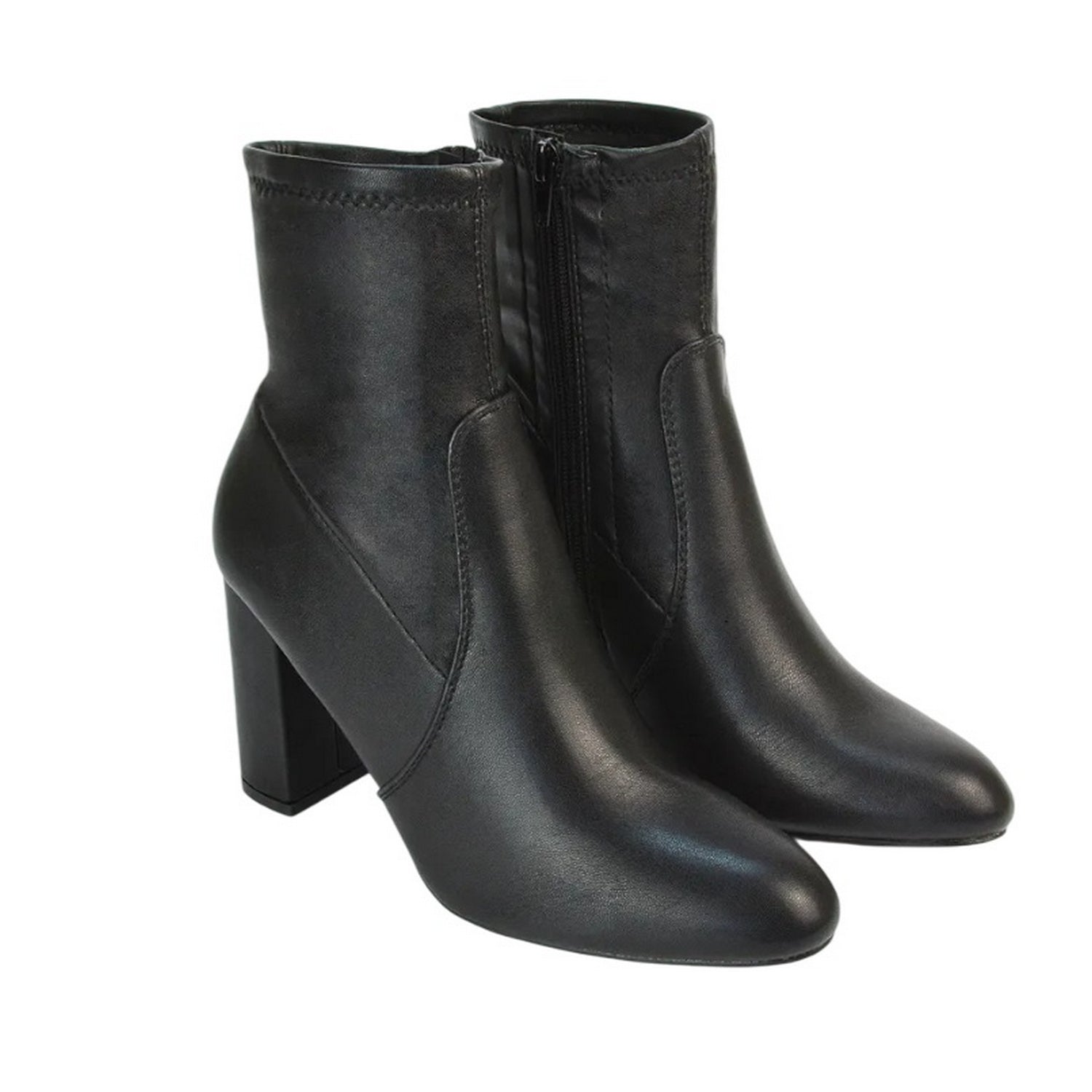 Black - Front - XY London Womens-Ladies Harleigh Stretch High Rise Sock Ankle Boots