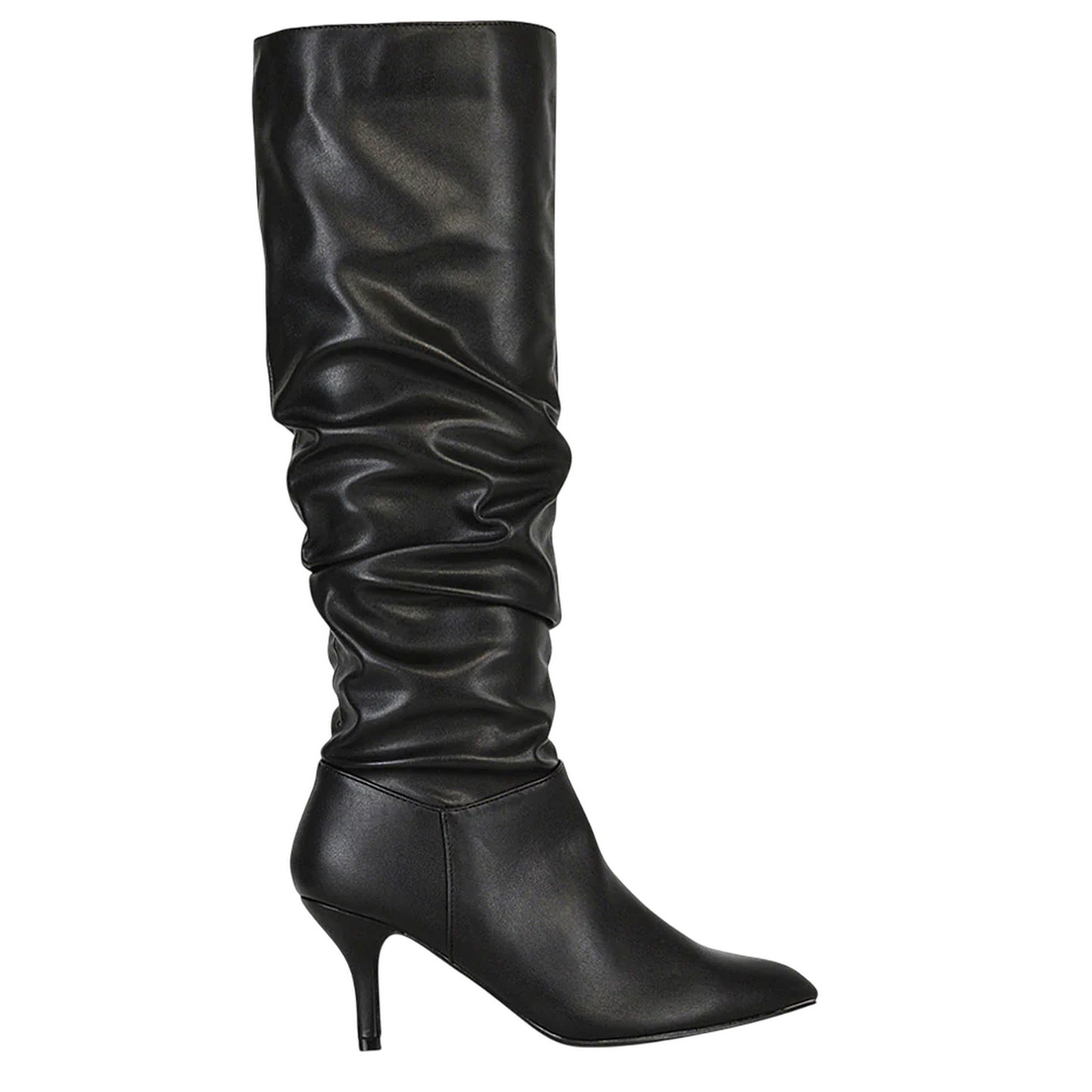 Black - Side - XY London Womens-Ladies Sian Ruched Mid Stiletto Knee-High Boots