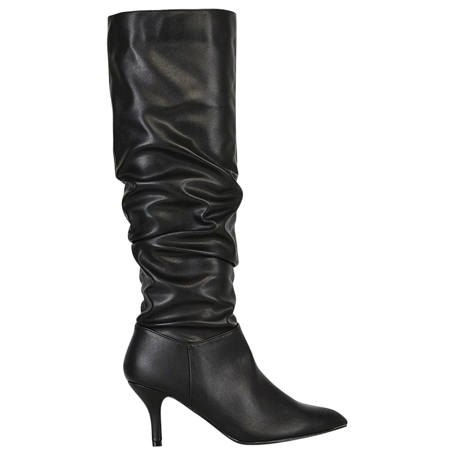 Black - Side - XY London Womens-Ladies Sian Ruched Mid Stiletto Knee-High Boots