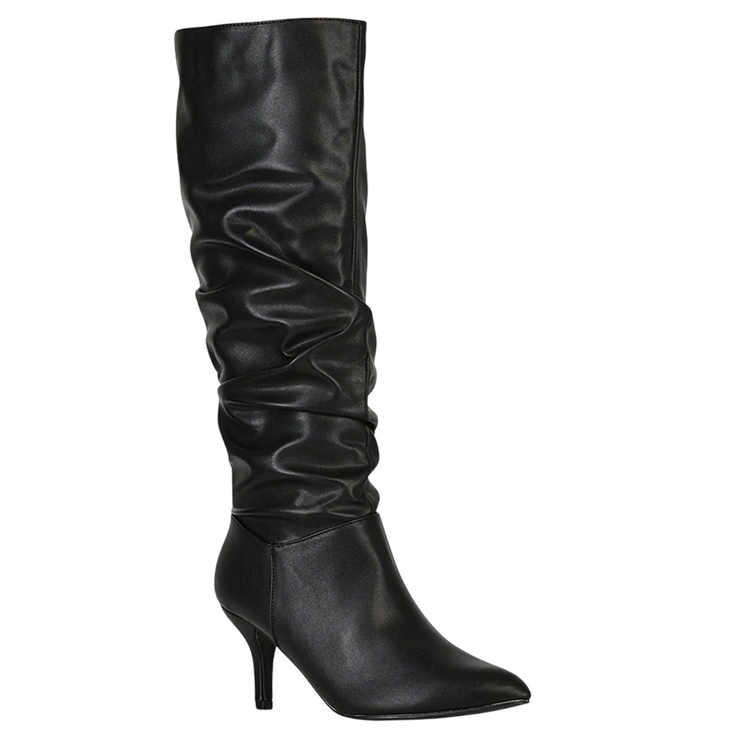 Black - Lifestyle - XY London Womens-Ladies Sian Ruched Mid Stiletto Knee-High Boots