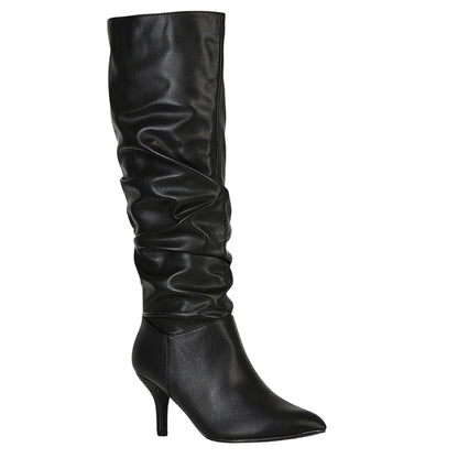Black - Lifestyle - XY London Womens-Ladies Sian Ruched Mid Stiletto Knee-High Boots