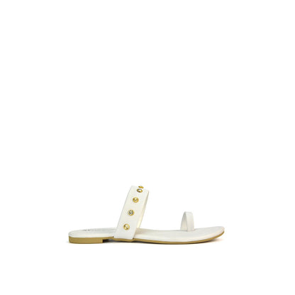 White - Front - XY London Womens-Ladies Isobel Diamante Leather Sandals