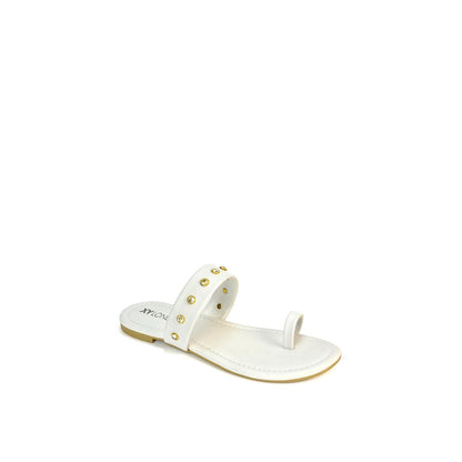 White - Back - XY London Womens-Ladies Isobel Diamante Leather Sandals