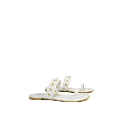 White - Side - XY London Womens-Ladies Isobel Diamante Leather Sandals