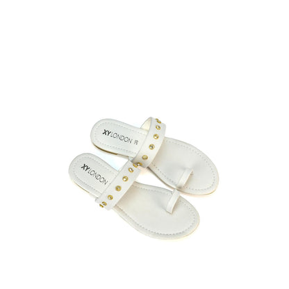 White - Pack Shot - XY London Womens-Ladies Isobel Diamante Leather Sandals