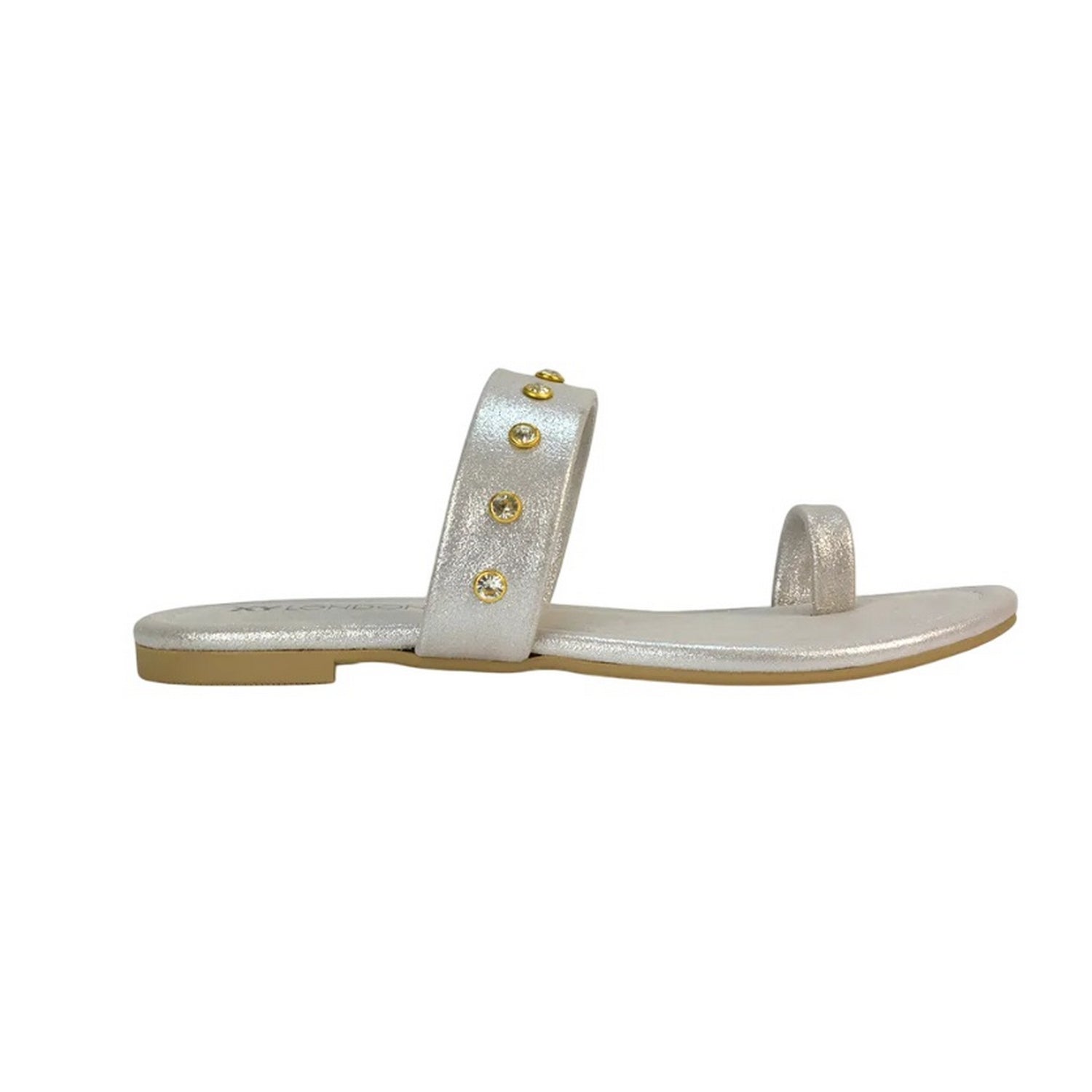 Silver - Back - XY London Womens-Ladies Isobel Diamante Leather Sandals