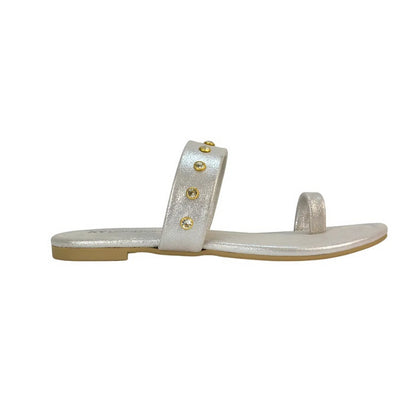 Silver - Back - XY London Womens-Ladies Isobel Diamante Leather Sandals