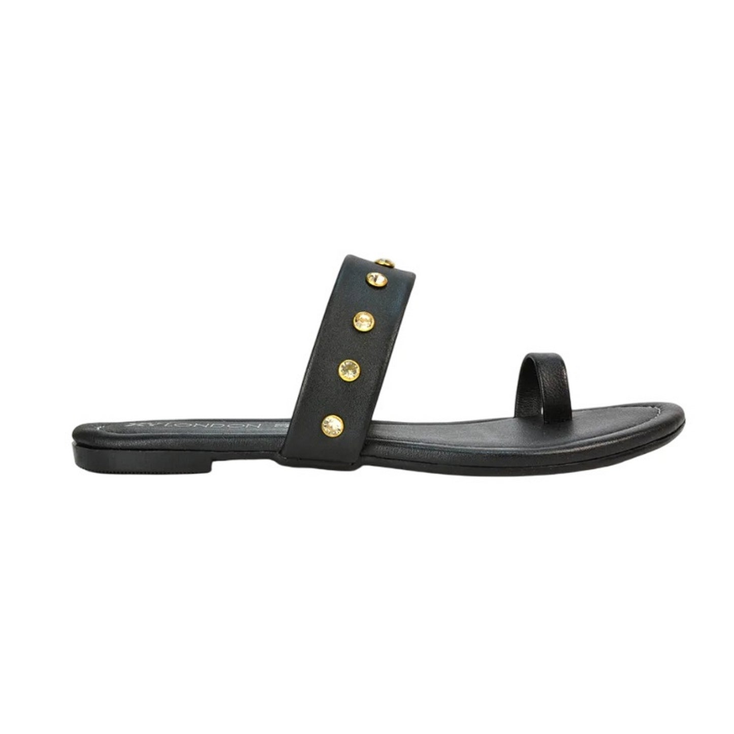 Black - Back - XY London Womens-Ladies Isobel Diamante Leather Sandals