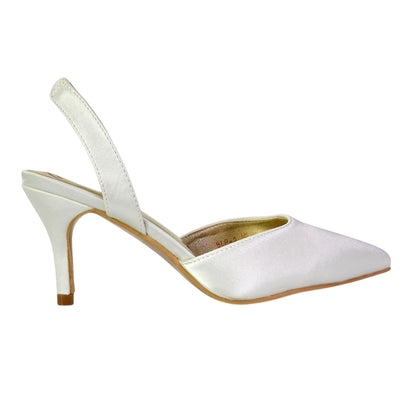 Ivory - Lifestyle - XY London Womens-Ladies Imogen Sling Back Stiletto Heel Court Shoes