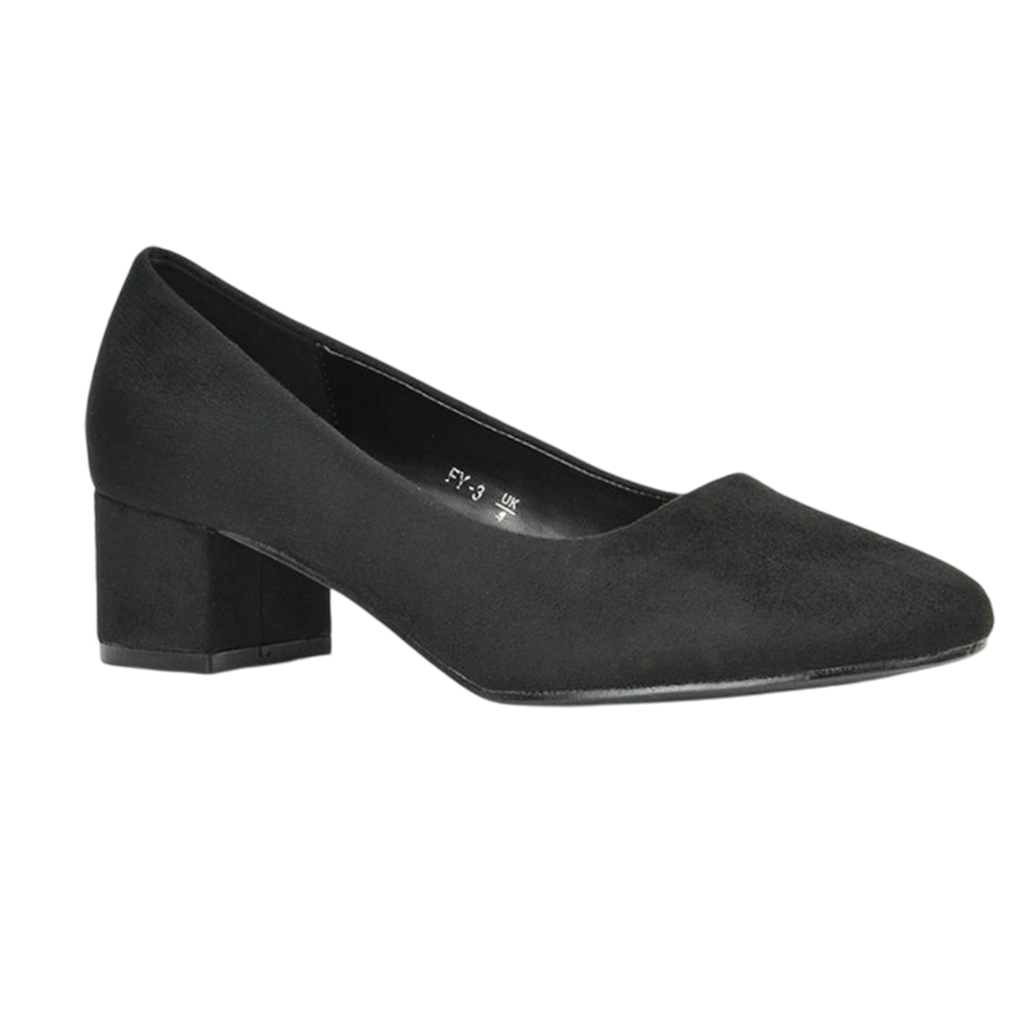Jet Black - Back - XY London Womens-Ladies Liberty Low Block Heel Court Pumps