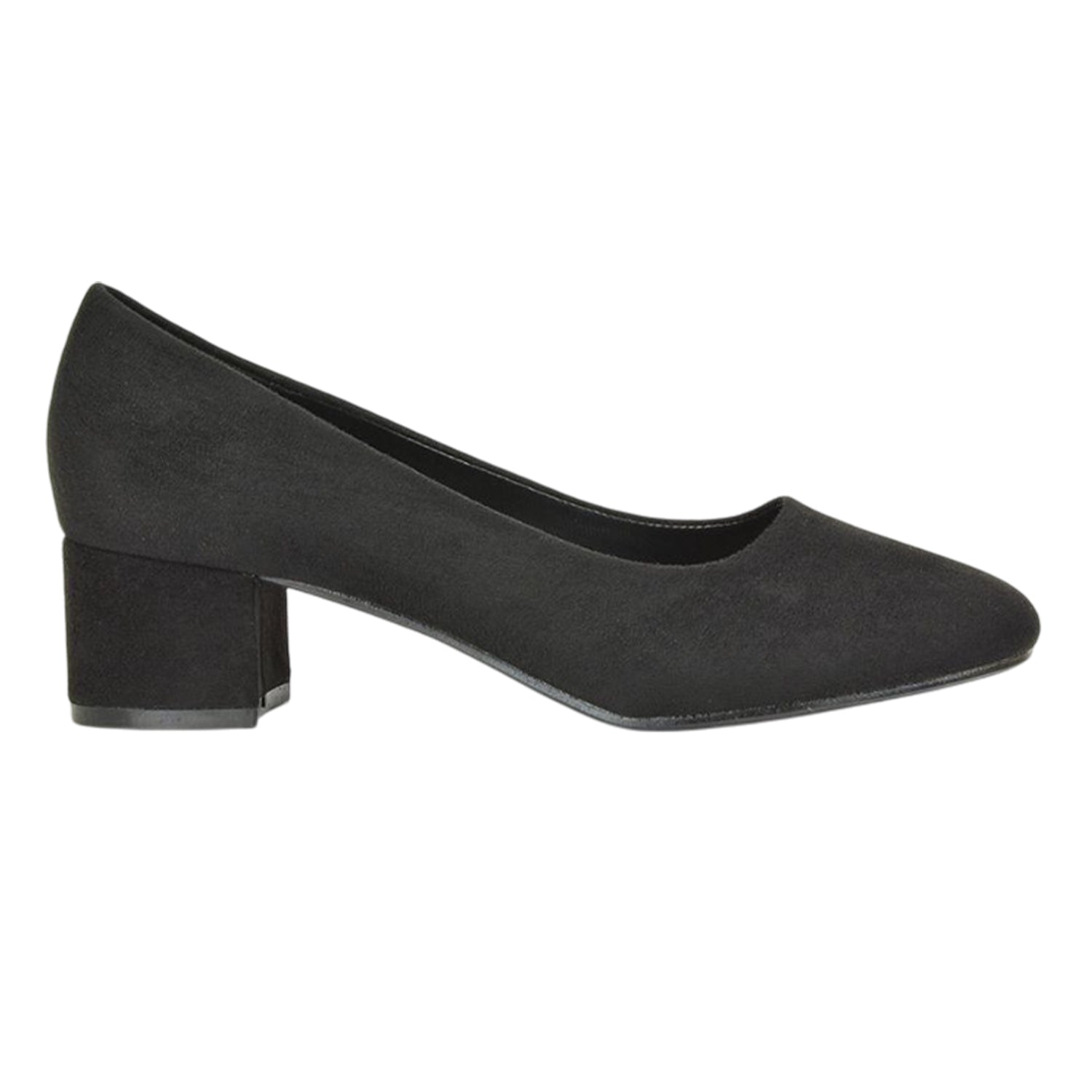 Jet Black - Lifestyle - XY London Womens-Ladies Liberty Low Block Heel Court Pumps