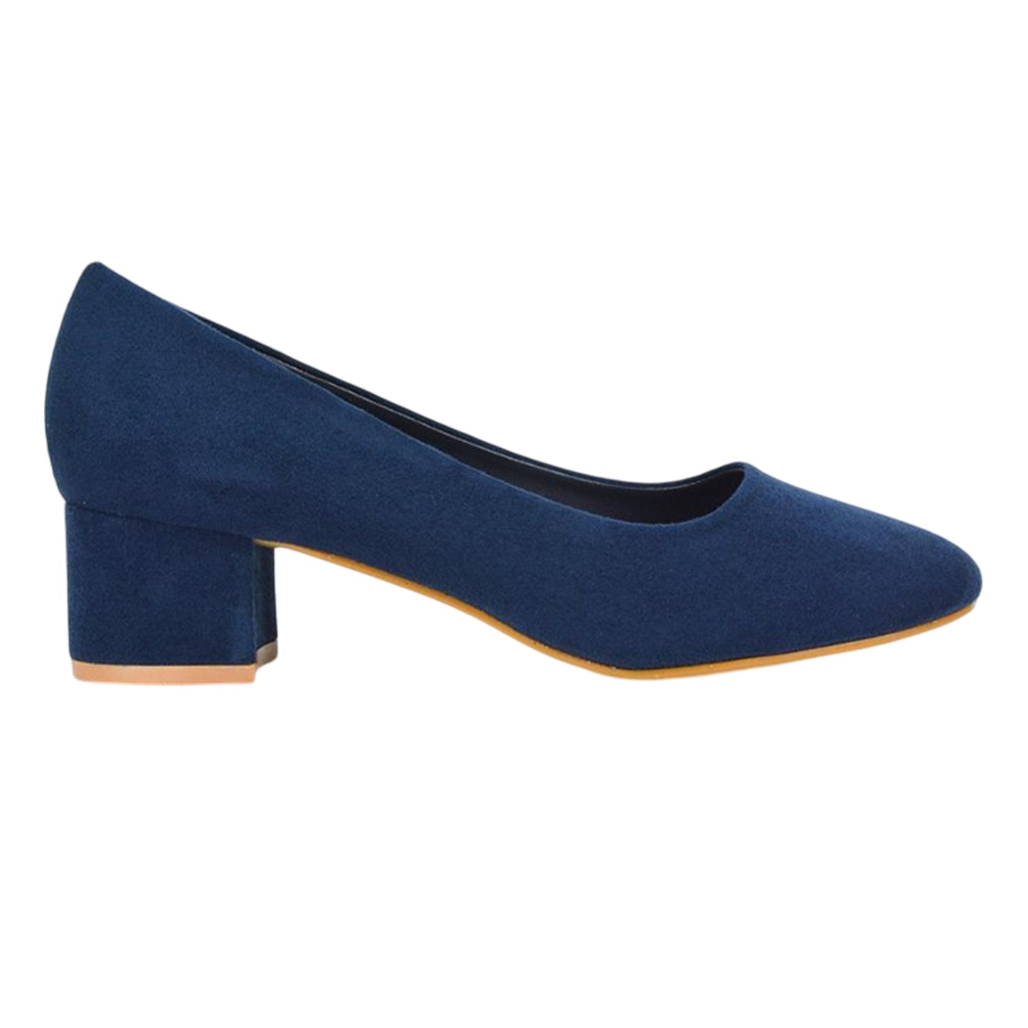 Navy - Back - XY London Womens-Ladies Liberty Low Block Heel Court Pumps