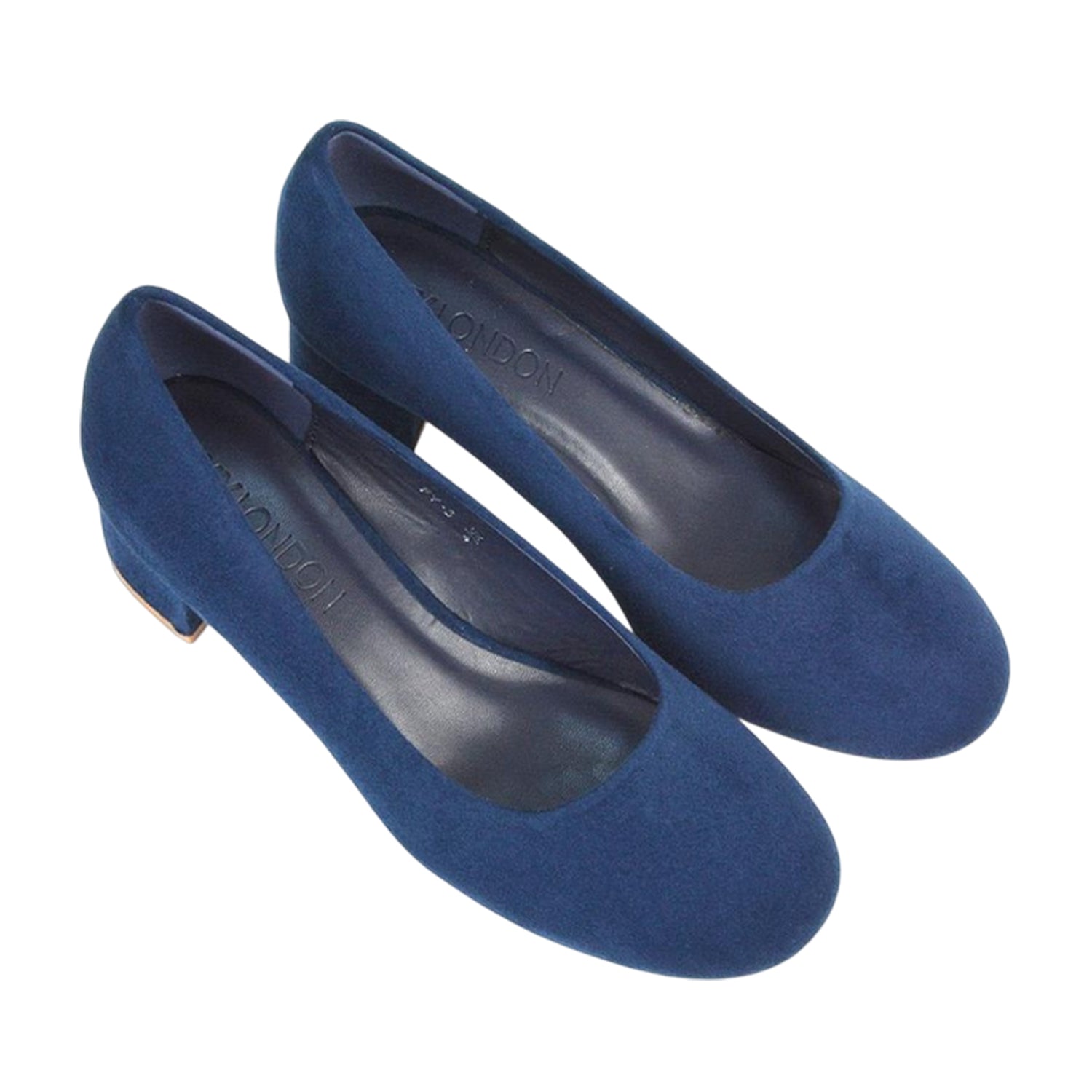 Navy - Lifestyle - XY London Womens-Ladies Liberty Low Block Heel Court Pumps