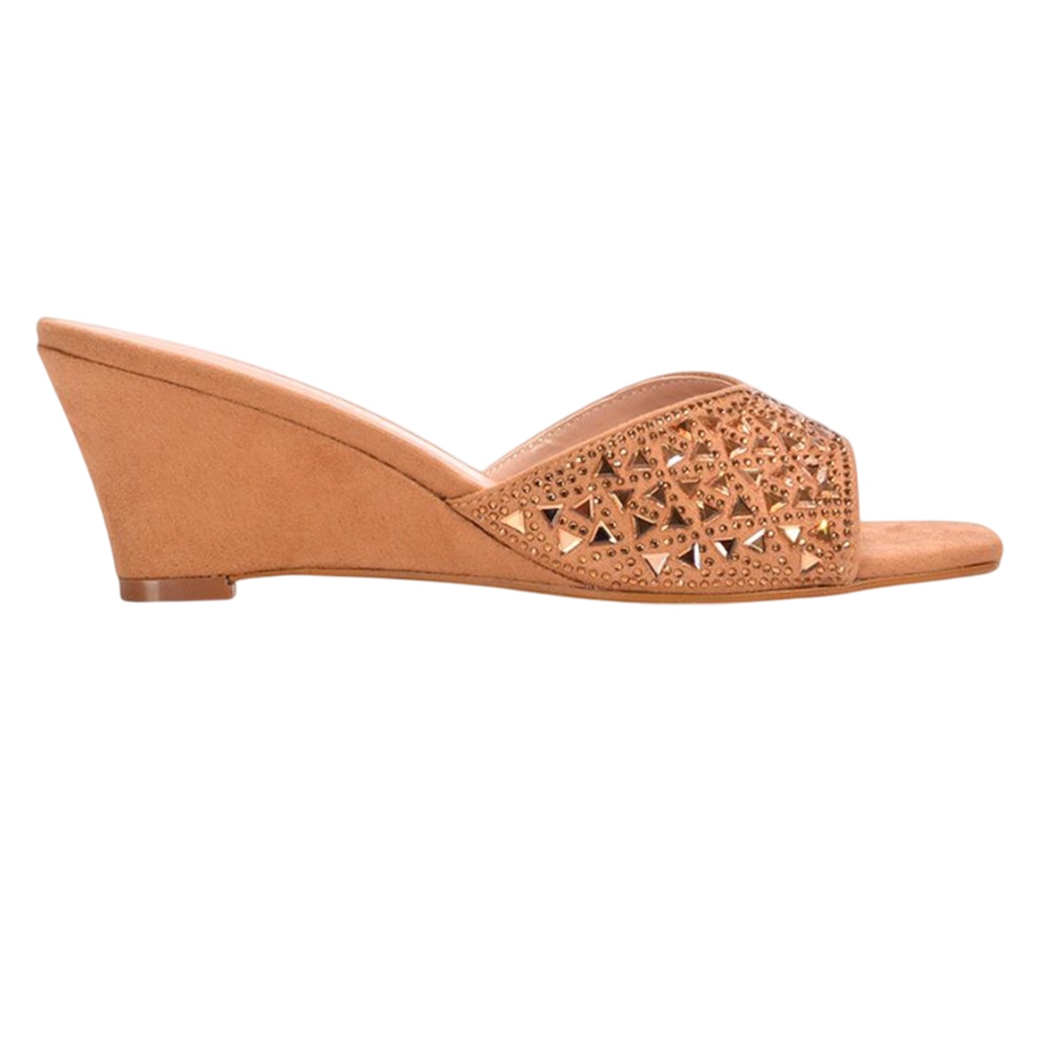 Beige - Close up - XY London Womens-Ladies Georgia Diamante Heeled Mule Sandals