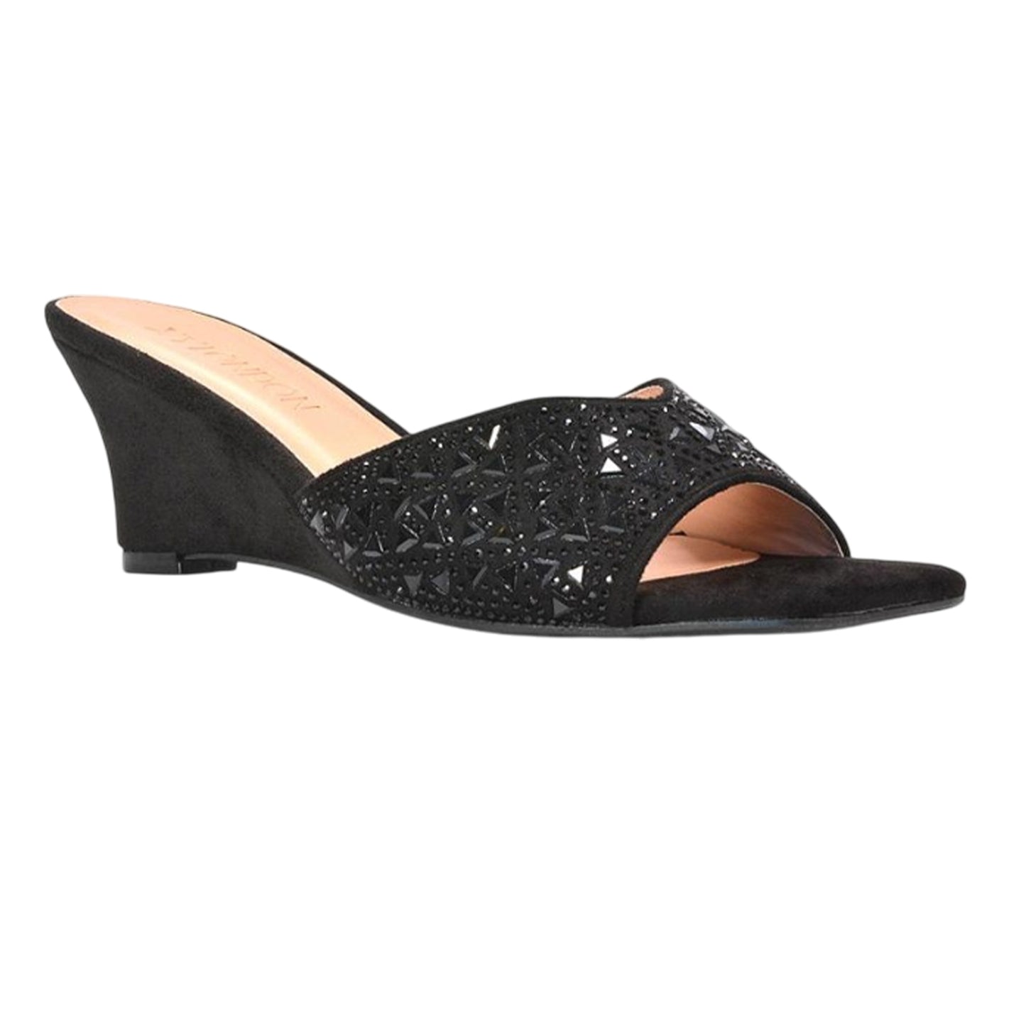 Black - Lifestyle - XY London Womens-Ladies Georgia Diamante Heeled Mule Sandals