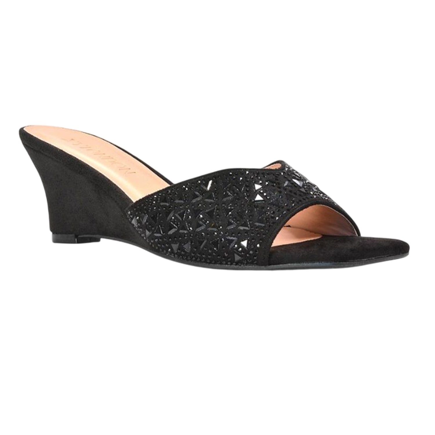 Black - Lifestyle - XY London Womens-Ladies Georgia Diamante Heeled Mule Sandals