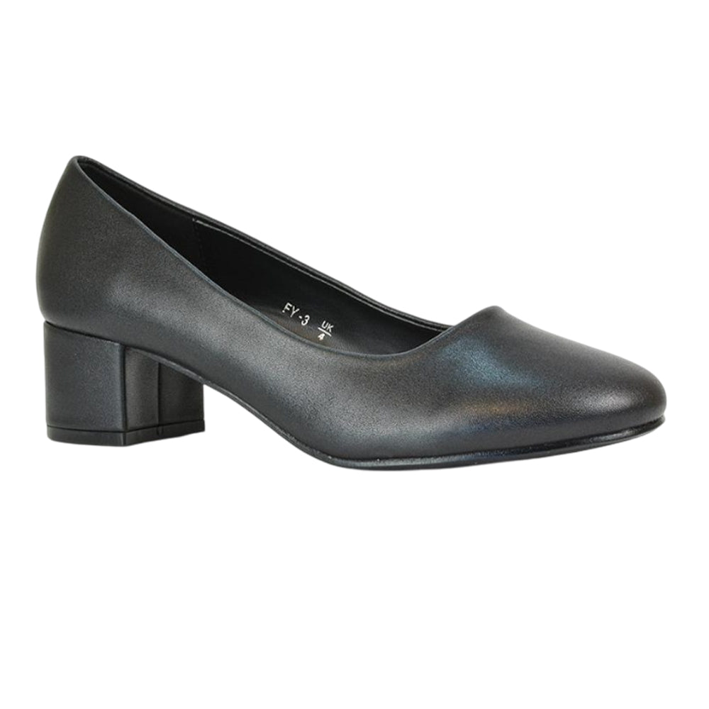 Black - Lifestyle - XY London Womens-Ladies Liberty Low Block Heel Court Shoes