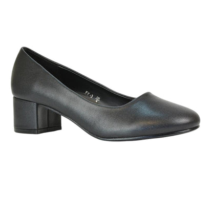 Black - Lifestyle - XY London Womens-Ladies Liberty Low Block Heel Court Shoes