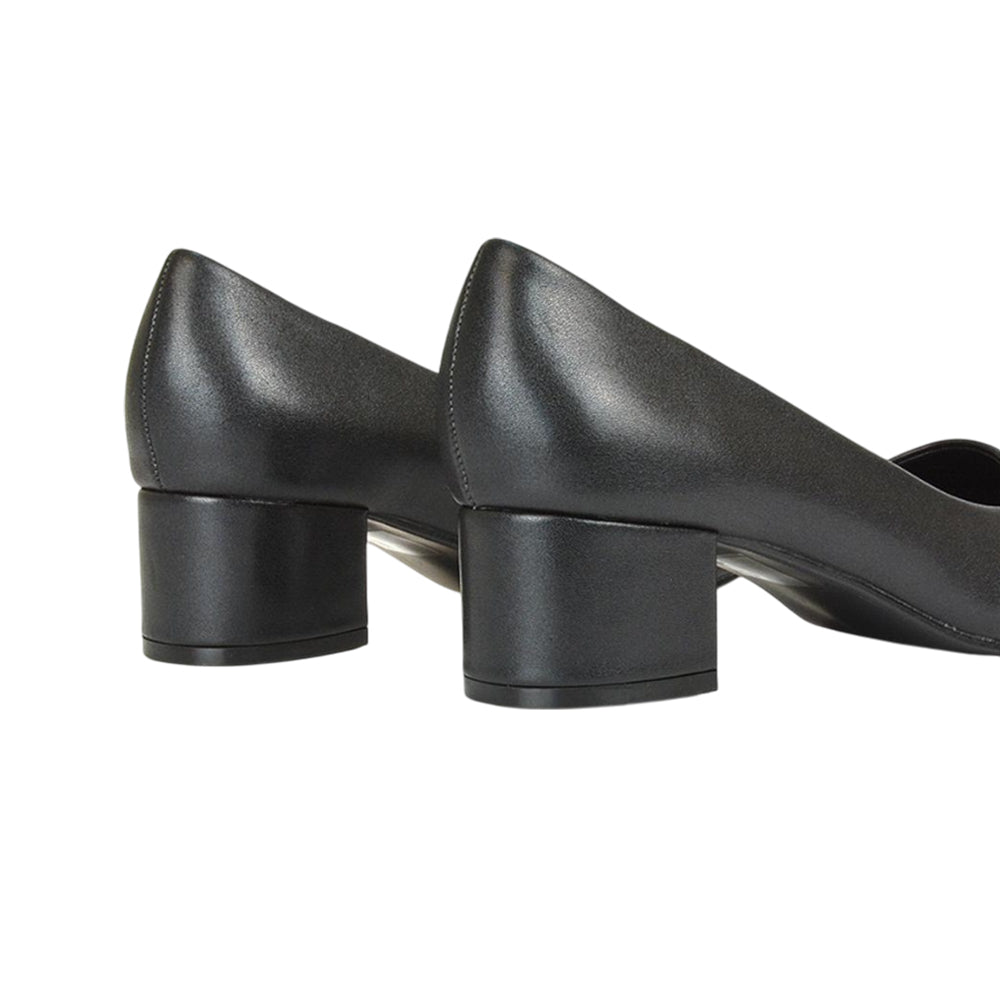 Black - Back - XY London Womens-Ladies Liberty Low Block Heel Court Shoes