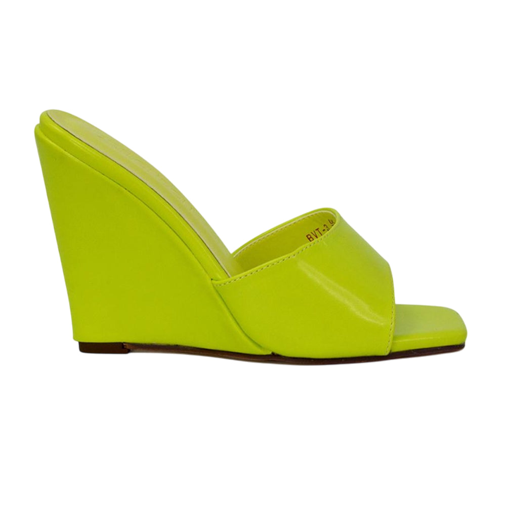Green - Lifestyle - XY London Womens-Ladies Otis High Heel Wedge Mules