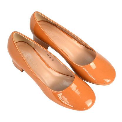 Apricot - Side - XY London Womens-Ladies Liberty Patent Leather Court Pumps