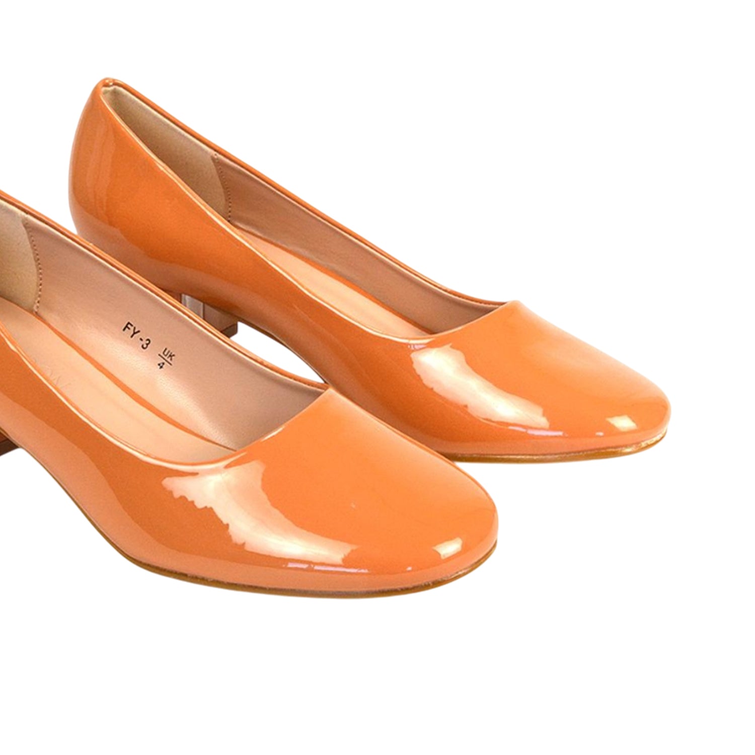 Apricot - Close up - XY London Womens-Ladies Liberty Patent Leather Court Pumps