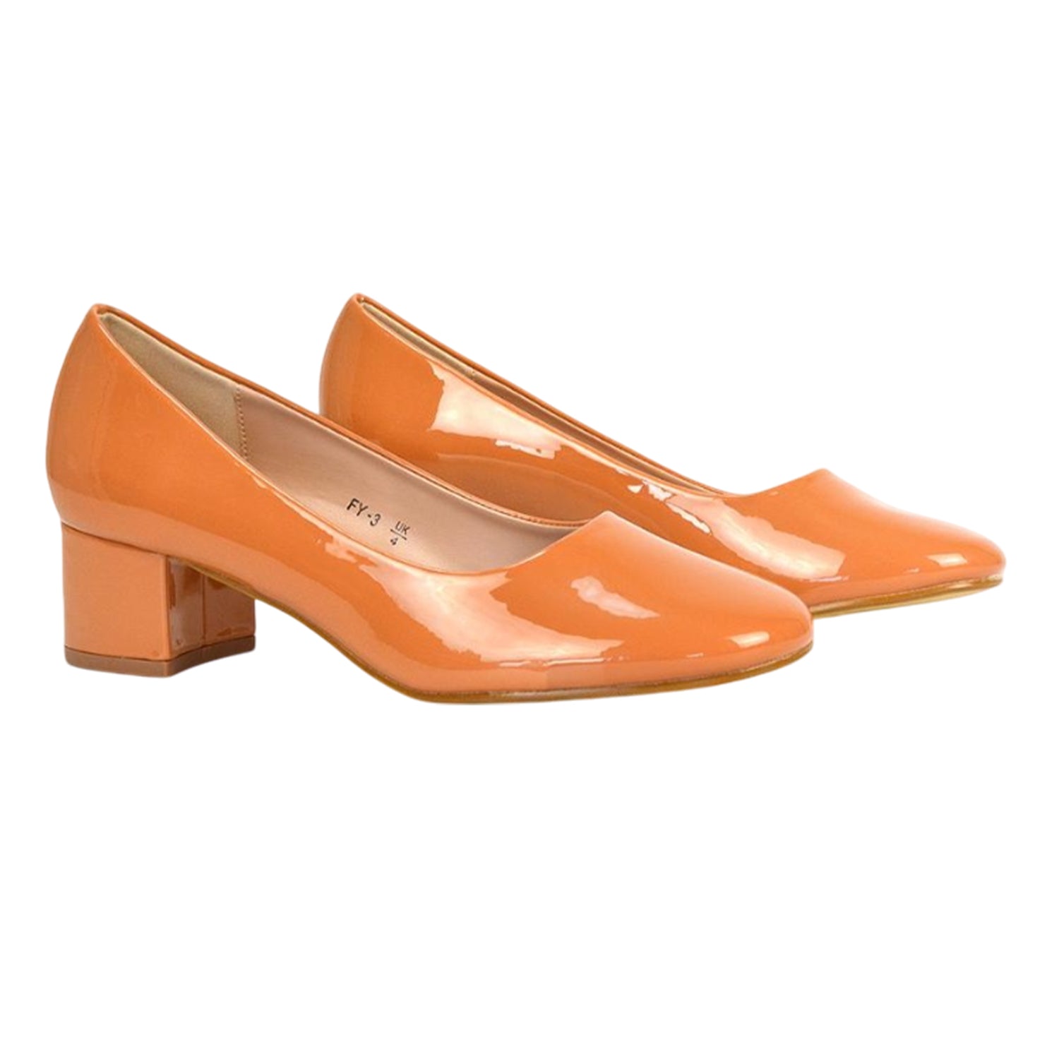 Apricot - Front - XY London Womens-Ladies Liberty Patent Leather Court Pumps