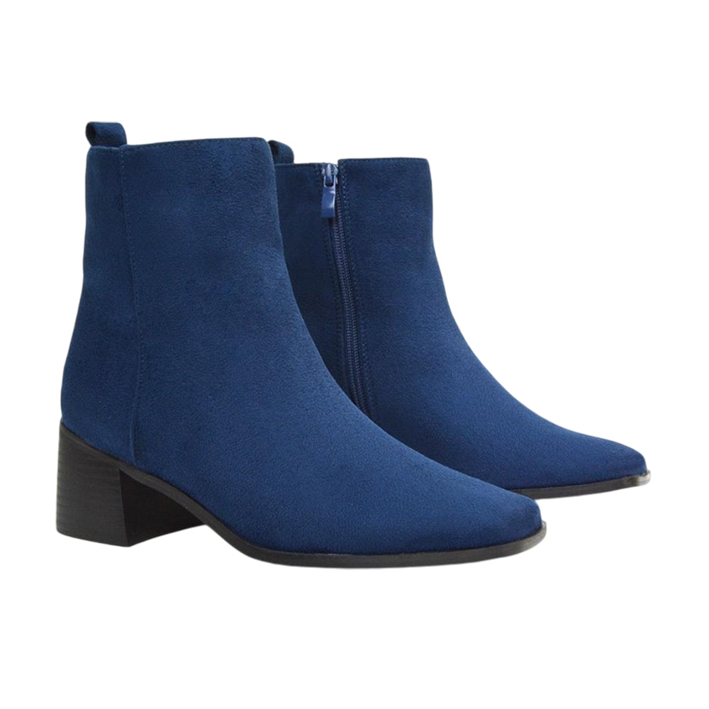 Navy - Lifestyle - XY London Womens-Ladies Angela Low Block Heel Ankle Boots