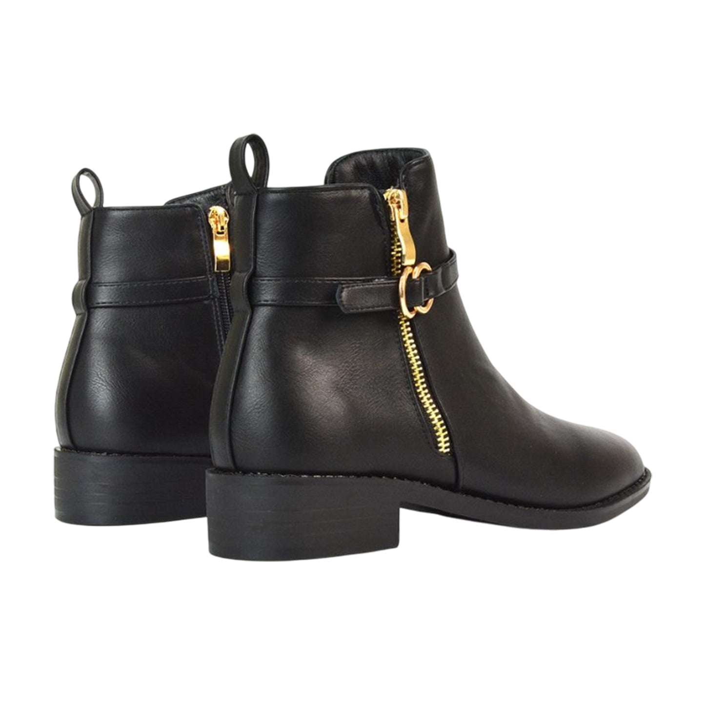 Black - Back - XY London Womens-Ladies Lorna Buckle Detail Ankle Boots