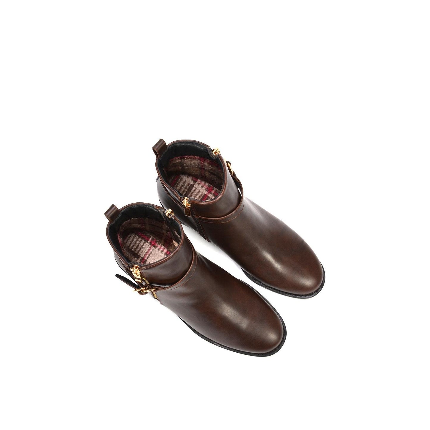 Brown - Lifestyle - XY London Womens-Ladies Lorna Buckle Detail Ankle Boots