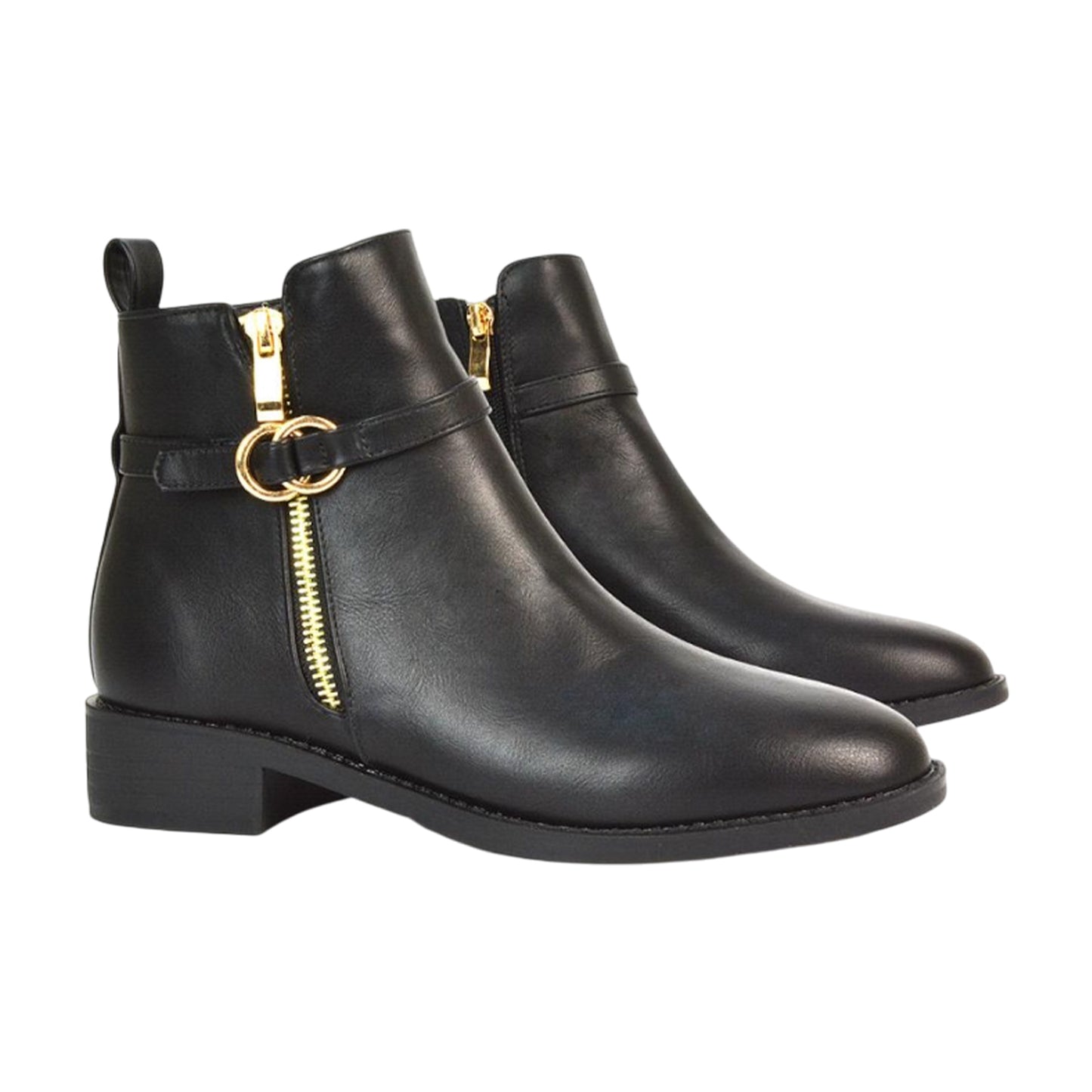 Black - Lifestyle - XY London Womens-Ladies Lorna Buckle Detail Ankle Boots