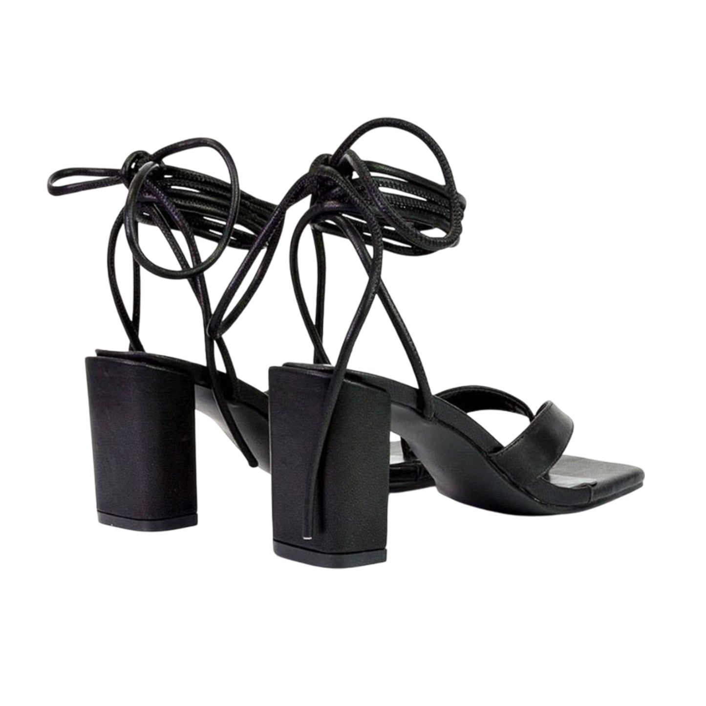 Black - Back - XY London Womens-Ladies Kiko Strappy Lace Up Sandals