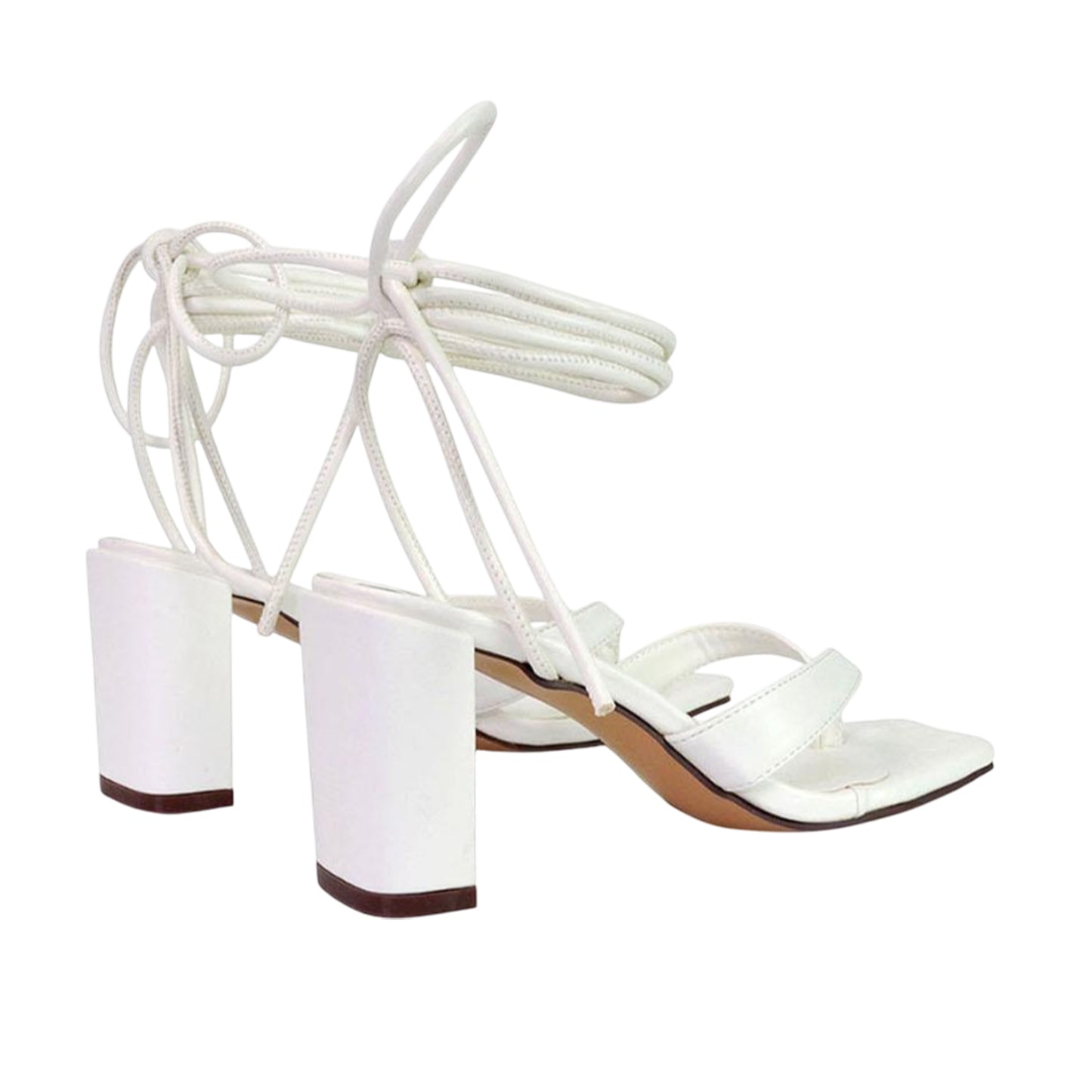 White - Back - XY London Womens-Ladies Kiko Strappy Lace Up Sandals