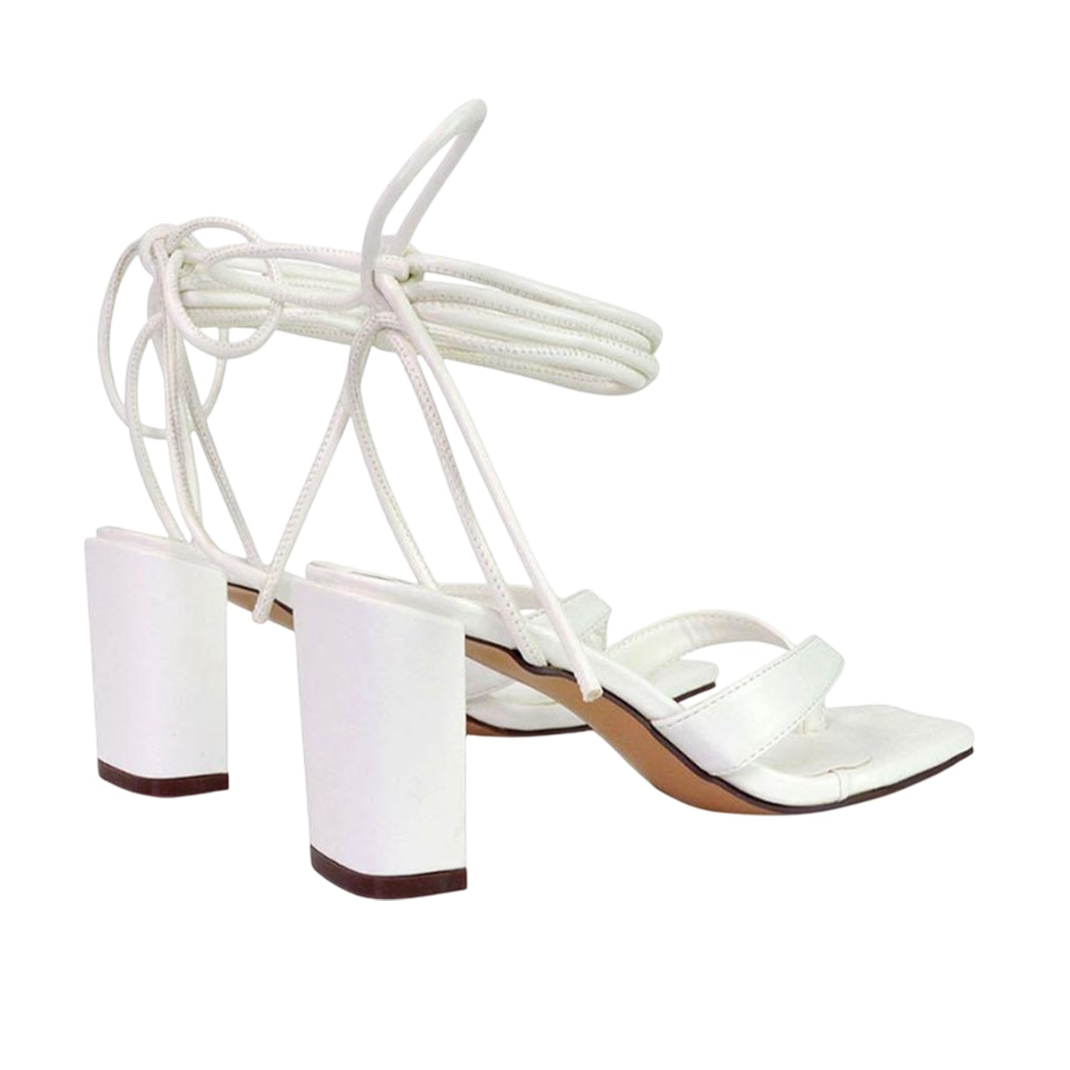 White - Back - XY London Womens-Ladies Kiko Strappy Lace Up Sandals