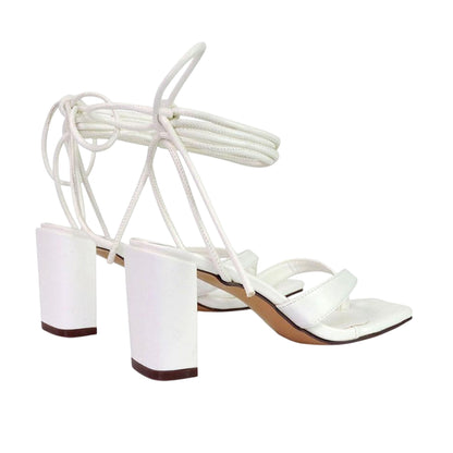 White - Back - XY London Womens-Ladies Kiko Strappy Lace Up Sandals