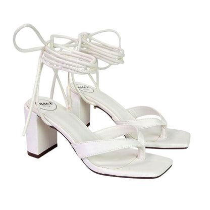 White - Lifestyle - XY London Womens-Ladies Kiko Strappy Lace Up Sandals