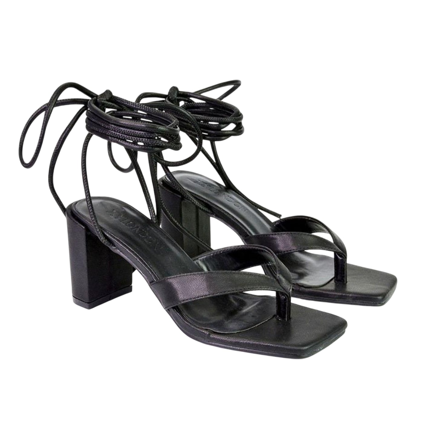 Black - Lifestyle - XY London Womens-Ladies Kiko Strappy Lace Up Sandals