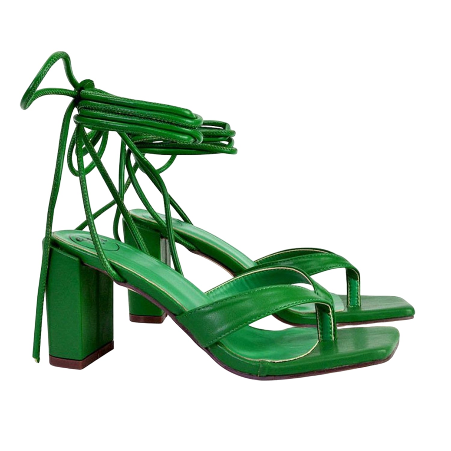 Green - Side - XY London Womens-Ladies Kiko Strappy Lace Up Sandals