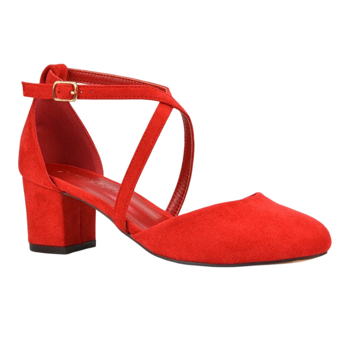 Red-Red - Lifestyle - XY London Womens-Ladies Cindy Low Mid Block Heel Court Shoes