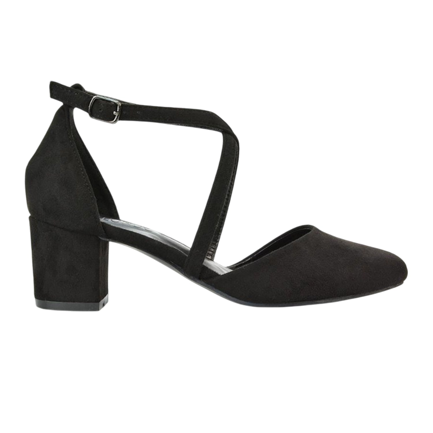 Jet Black - Lifestyle - XY London Womens-Ladies Cindy Low Mid Block Heel Court Shoes