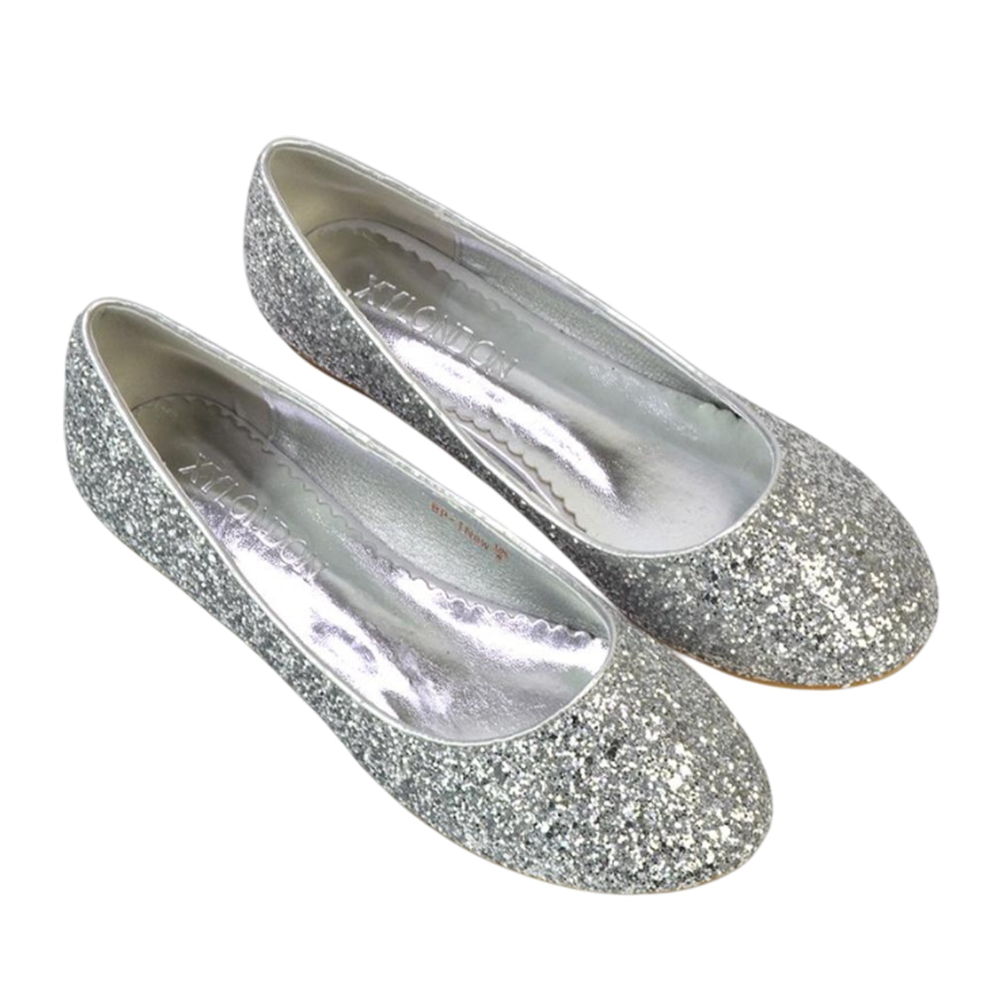 Silver - Lifestyle - XY London Womens-Ladies Karissa Glitter Flat Ballerina Flats
