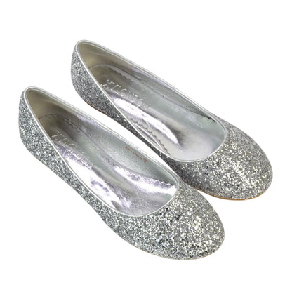 Silver - Lifestyle - XY London Womens-Ladies Karissa Glitter Flat Ballerina Flats