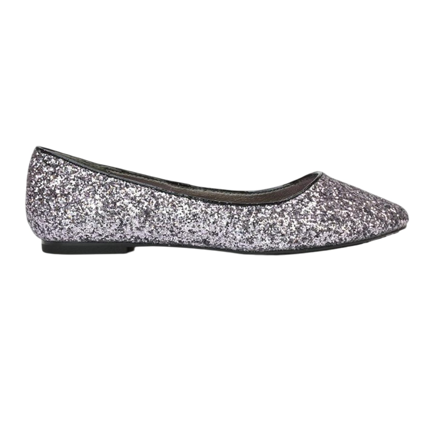 Black - Side - XY London Womens-Ladies Karissa Glitter Flat Ballerina Flats