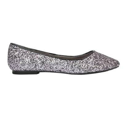 Black - Side - XY London Womens-Ladies Karissa Glitter Flat Ballerina Flats