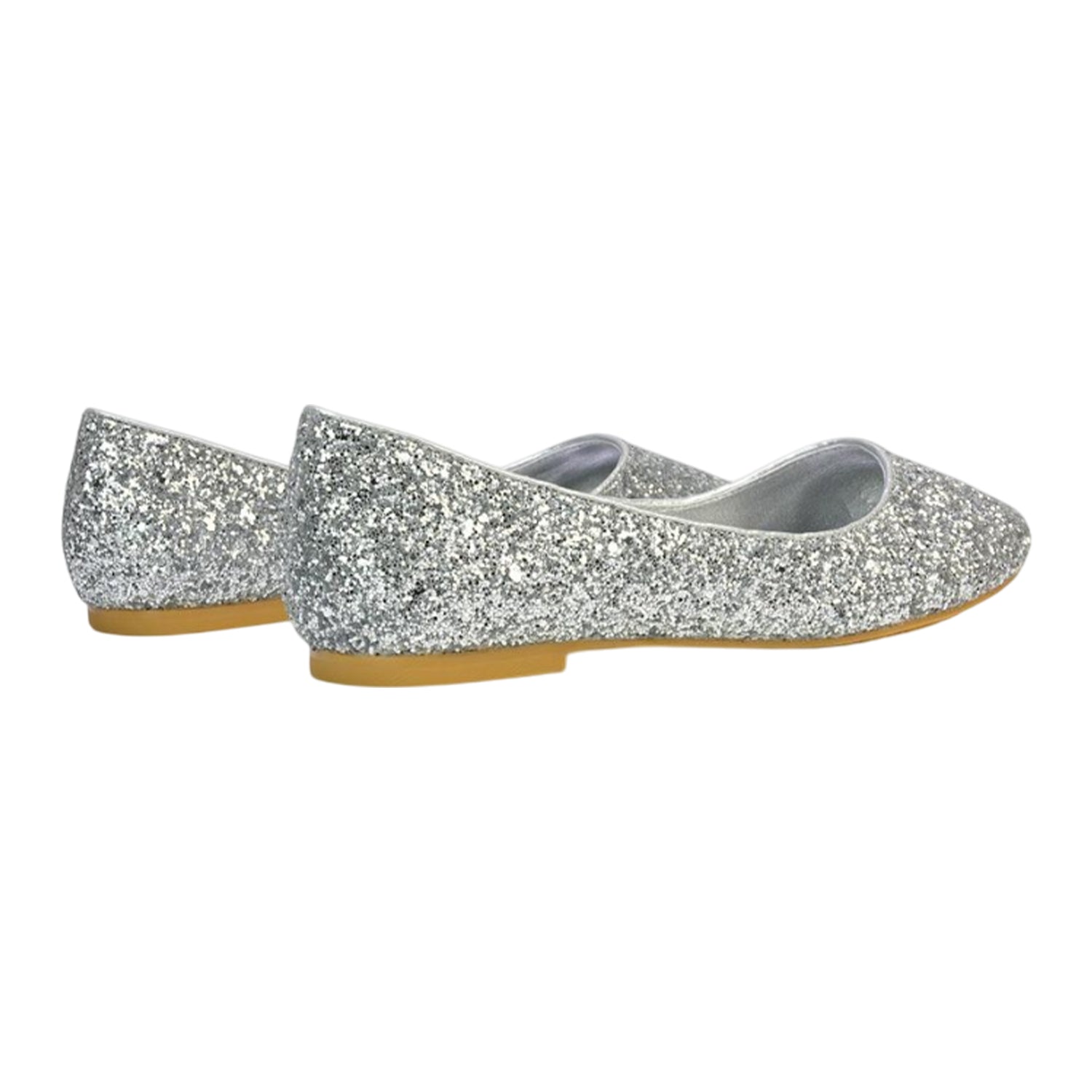 Silver - Back - XY London Womens-Ladies Karissa Glitter Flat Ballerina Flats